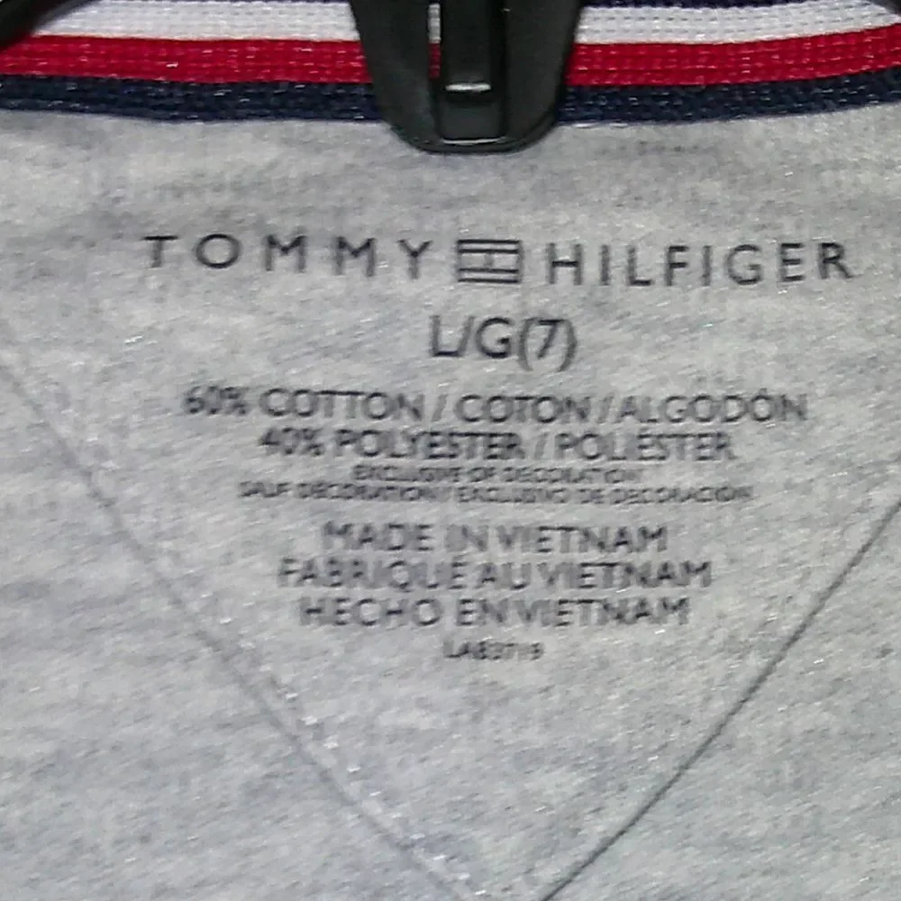 Tommy Hilfiger Gray Polo Shirt with Maroon Lion‎ Logo Youth Size L/7